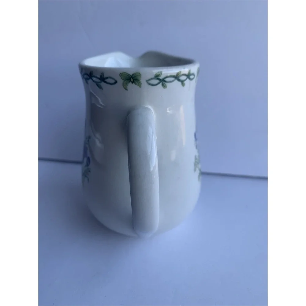 Thomson Pottery Floral Garden Creamer Pitcher White Ceramic‎ Cottage Aesthetic